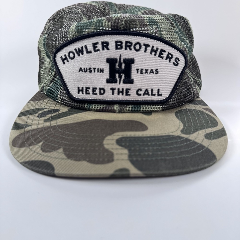 HOWLER BROTHERS Hat Cap Snap Back Mens One Size Green Camo Trucker Heed Patch